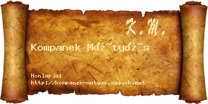 Kompanek Mátyás névjegykártya